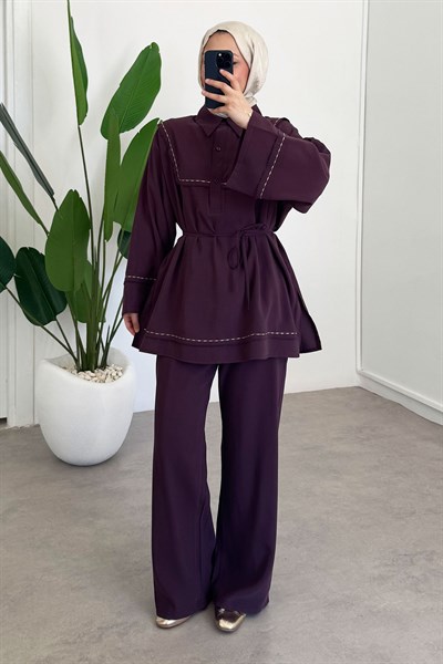 Nakışlı Modal Takım - Bordo