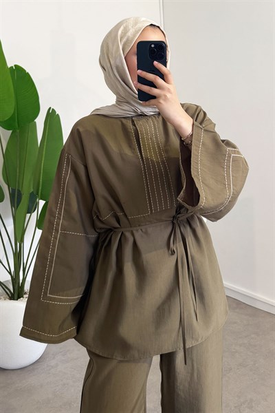 Nakışlı Takım - Haki Yeşil