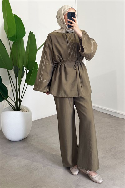 Nakışlı Takım - Haki Yeşil