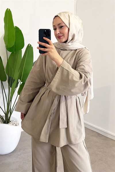 Naturel Keten Takım - Vizon