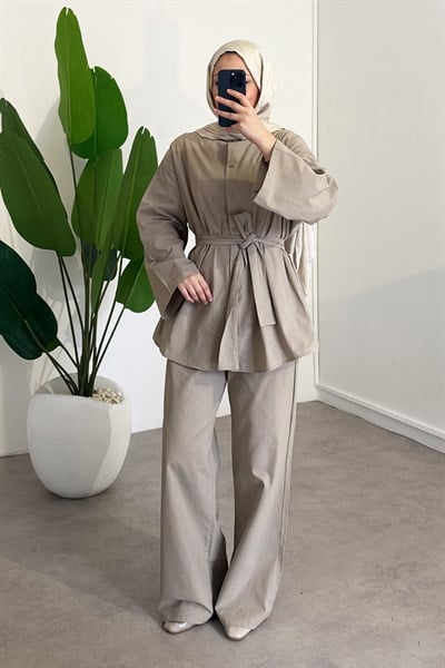 Naturel Keten Takım - Vizon