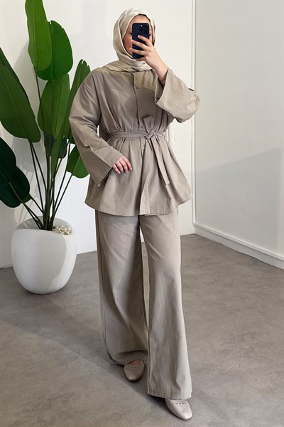 Naturel Keten Takım - Vizon