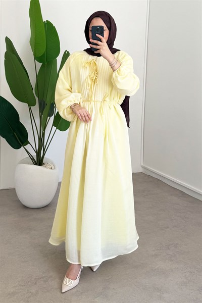 Nervüllü Elbise - Sarı