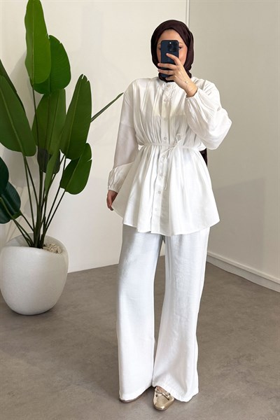 Nervürlü Takım - Beyaz