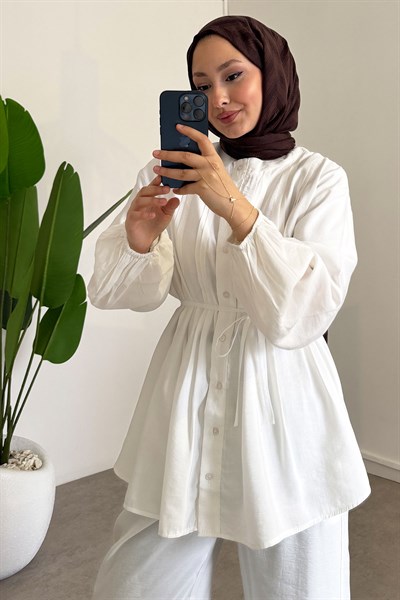 Nervürlü Takım - Beyaz