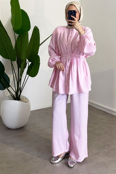 Nervürlü Takım - Pembe