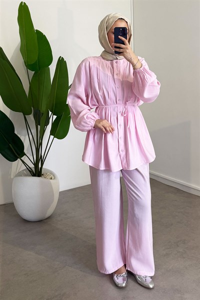 Nervürlü Takım - Pembe