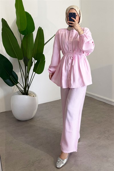 Nervürlü Takım - Pembe