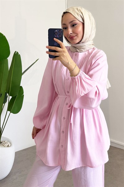 Nervürlü Takım - Pembe