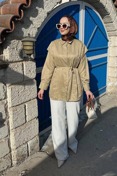 Omuz Detaylı Gömlek 9-15311- OLİVE