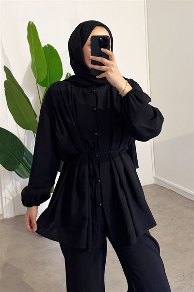 Omuz Patlı Takım - Siyah