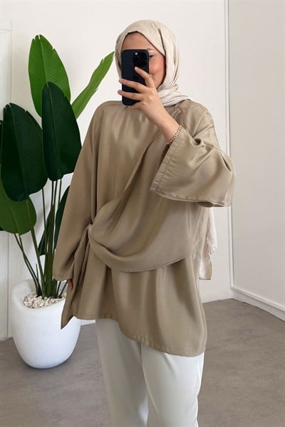 Önden Bağlama Tunik 9-61408 - Haki Yeşil
