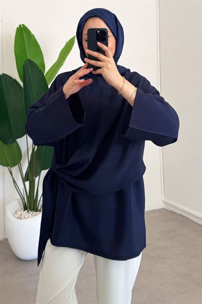 Önden Bağlama Tunik 9-61408 - Lacivert