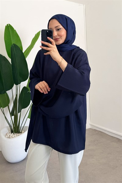 Önden Bağlama Tunik 9-61408 - Lacivert