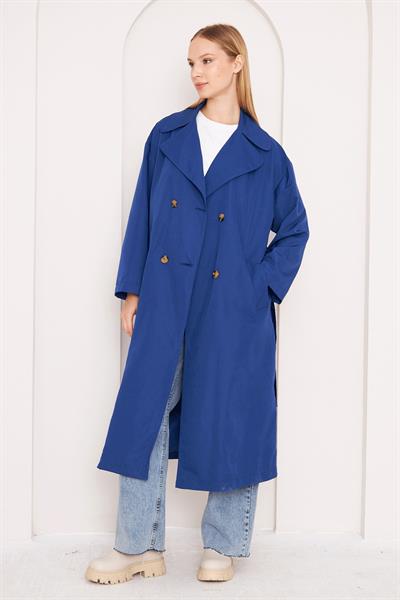 OVERSİZE ASTARLI TRENÇKOT 4-6404 - LACİVERT