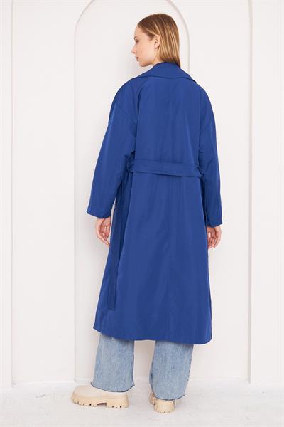 OVERSİZE ASTARLI TRENÇKOT 4-6404 - LACİVERT