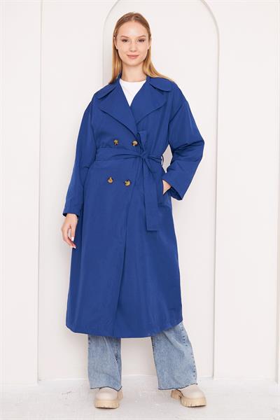 OVERSİZE ASTARLI TRENÇKOT 4-6404 - LACİVERT