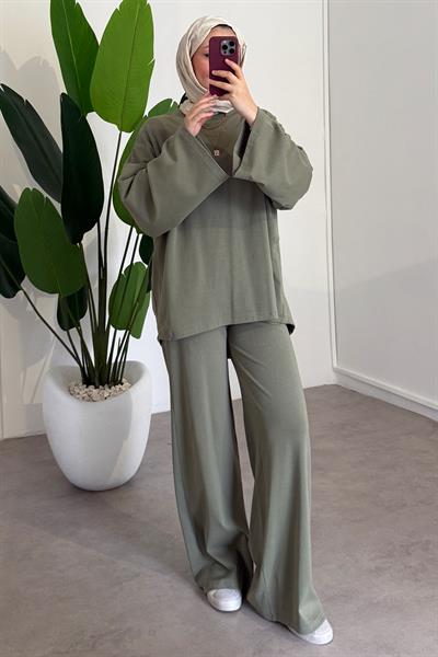 Oversize Basıc Takım - Haki Yeşil