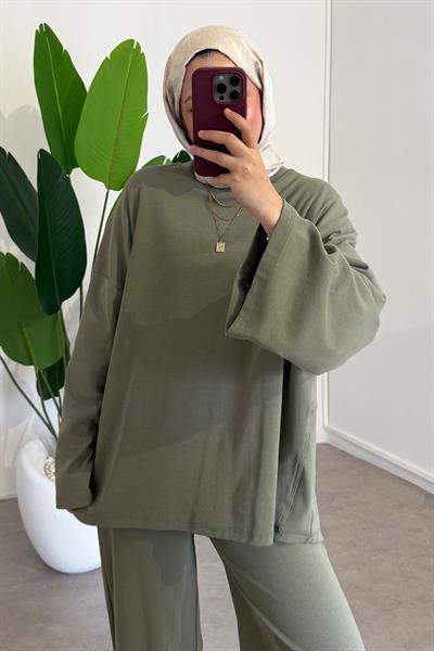 Oversize Basıc Takım - Haki Yeşil