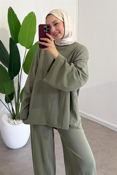Oversize Basıc Takım - Haki Yeşil