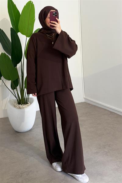 Oversize Basıc Takım - Kahverengi