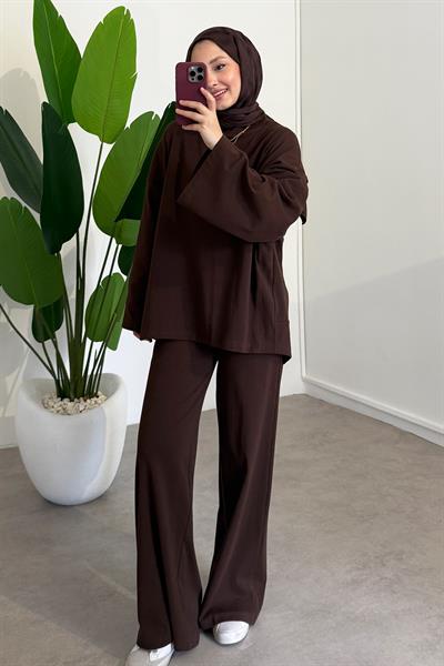 Oversize Basıc Takım - Kahverengi