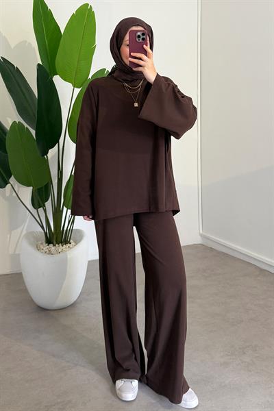 Oversize Basıc Takım - Kahverengi