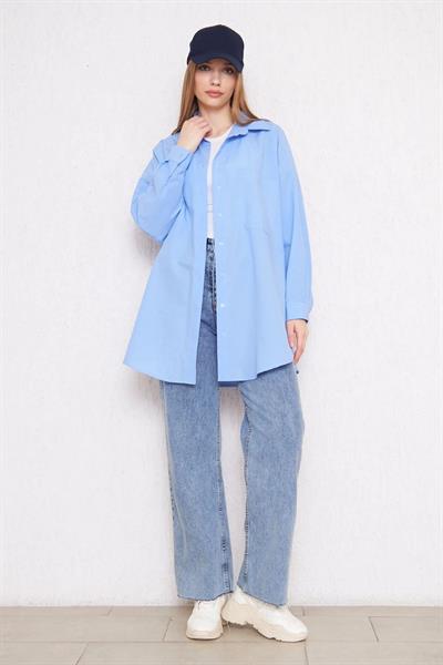 OVERSİZE GÖMLEK 4-6452  - MAVİ