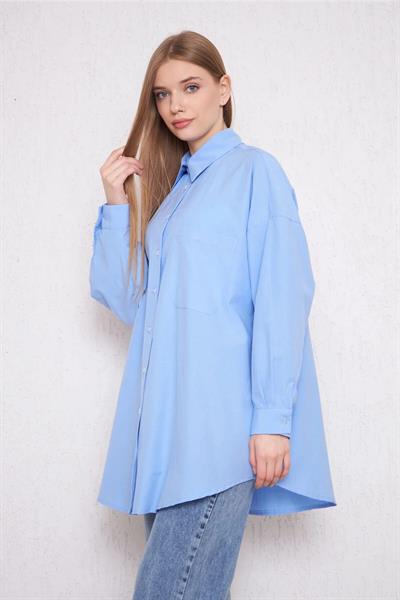 OVERSİZE GÖMLEK 4-6452  - MAVİ
