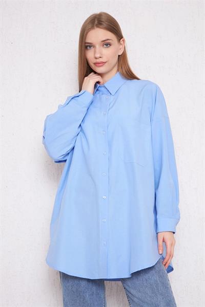 OVERSİZE GÖMLEK 4-6452  - MAVİ