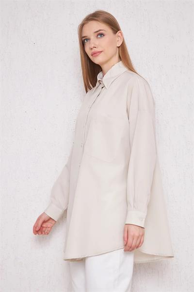 OVERSİZE GÖMLEK 4-6452  - VİZON