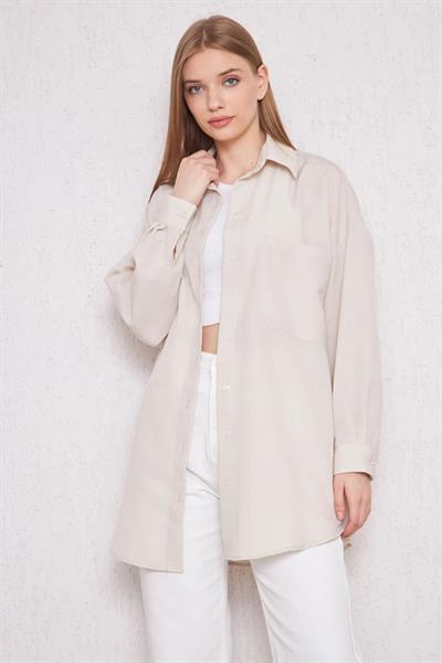 OVERSİZE GÖMLEK 4-6452  - VİZON