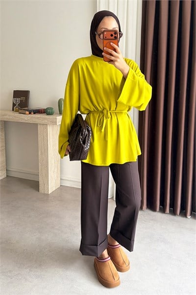 Oversize  Oysh Tunik - Fıstık
