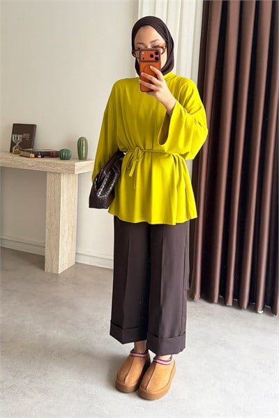 Oversize  Oysh Tunik - Fıstık