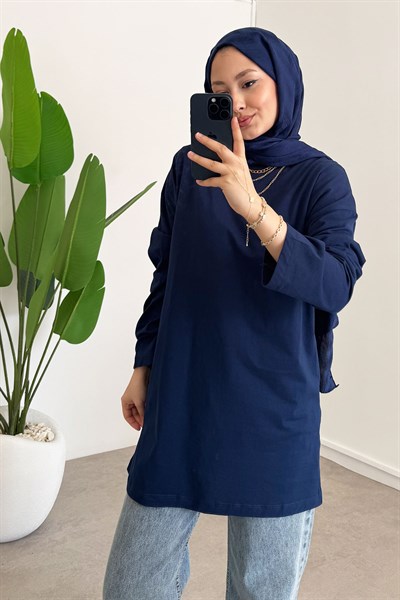 Oversize Uzun Kol T-shırt 4-6633 - LACİVERT