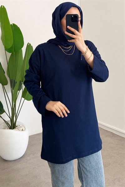 Oversize Uzun Kol T-shırt 4-6633 - LACİVERT