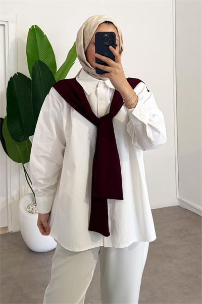 Oyşo Garnili Gömlek - Bordo