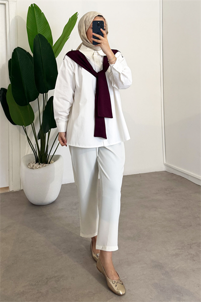 Oyşo Garnili Gömlek - Bordo