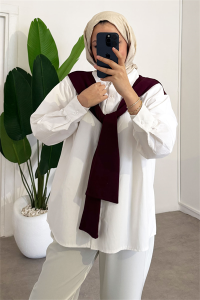 Oyşo Garnili Gömlek - Bordo