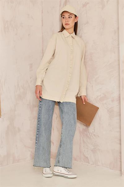 Pat Detaylı Gömlek 4-6698 - VİZON