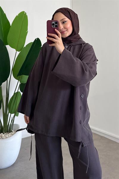Patlı Kapüşonlu Takım - Kahverengi