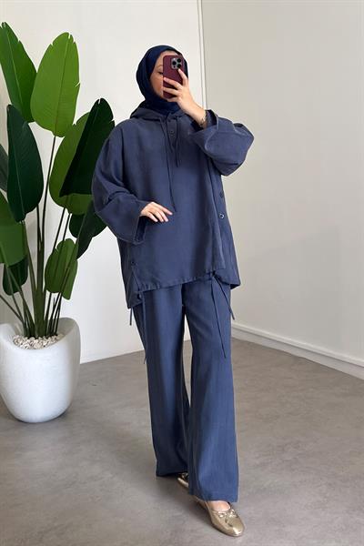Patlı Kapüşonlu Takım - Lacivert