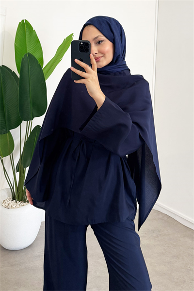 Pelerin Detaylı Takım - Lacivert