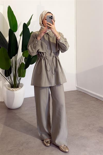 Pelerinli Takım - Haki Yeşil