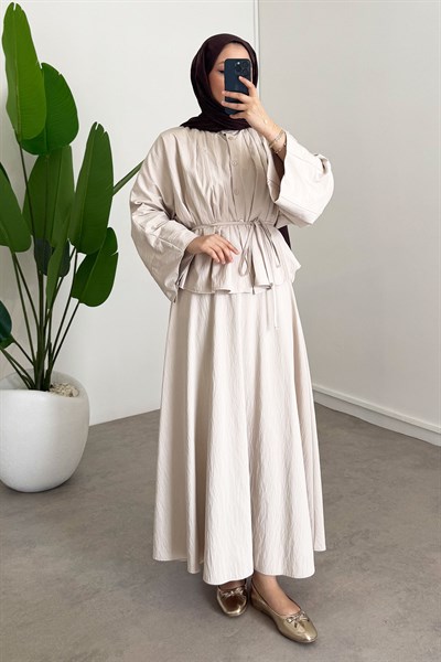 Pileli Cupra Takım  - Bej