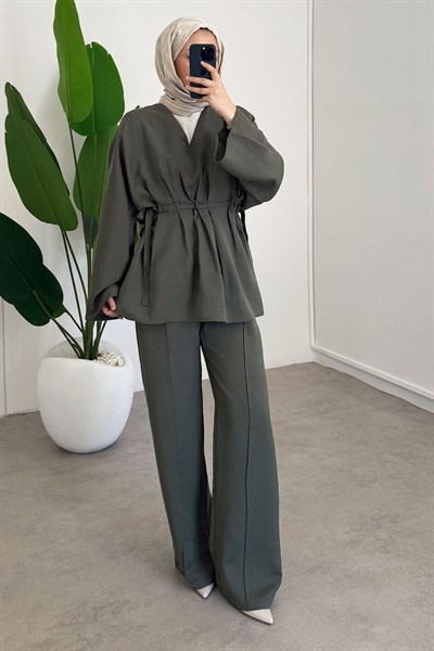 Pileli Takım - Haki Yeşil