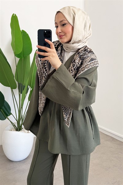 Pileli Takım - Haki Yeşil