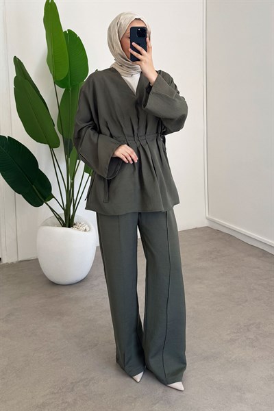 Pileli Takım - Haki Yeşil