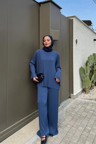 PLİSELİ TAKIM 9-51837 - İNDİGO