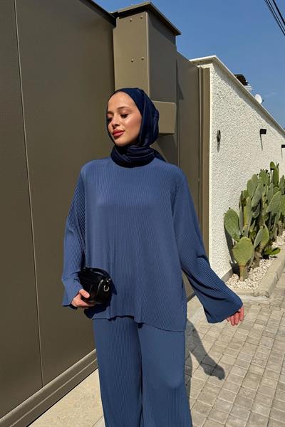 PLİSELİ TAKIM 9-51837 - İNDİGO